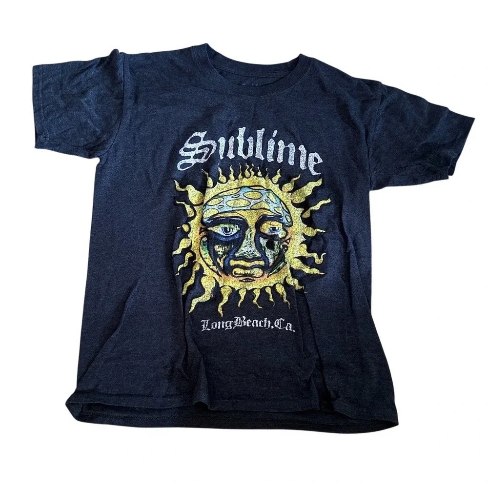 Sublime T-Shirt Unisex Adults S Gray Long Beach CA Sun Face Graphic ska punk 90s